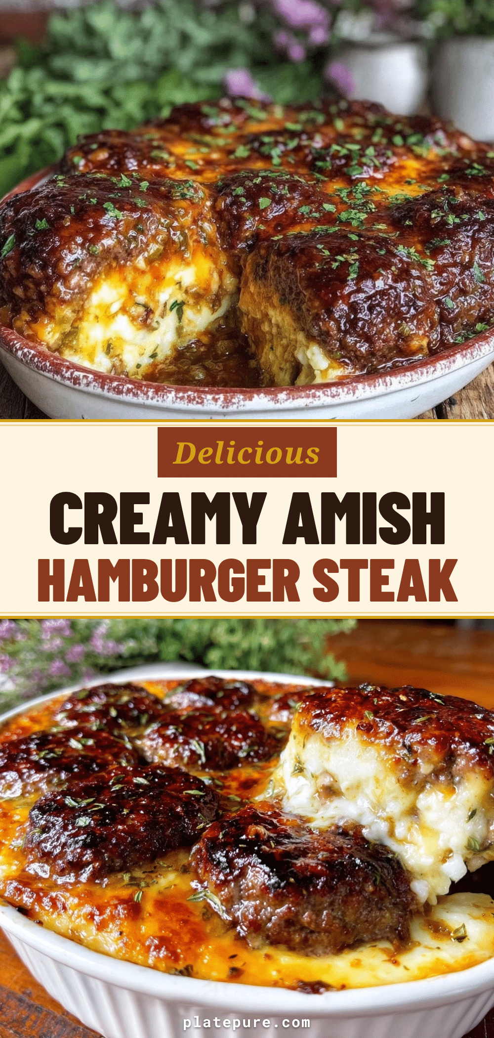 Cheesy Amish Hamburger Steak Bake recipe