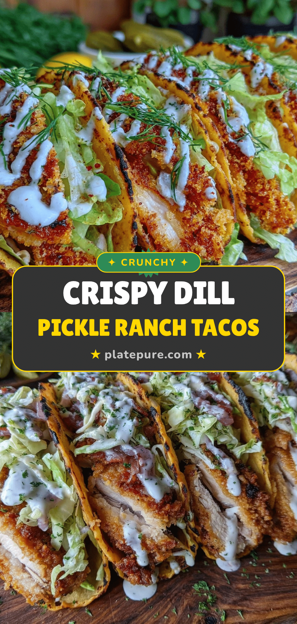 Crispy Dill Pickle Ranch Smash Chicken Tacos recipe