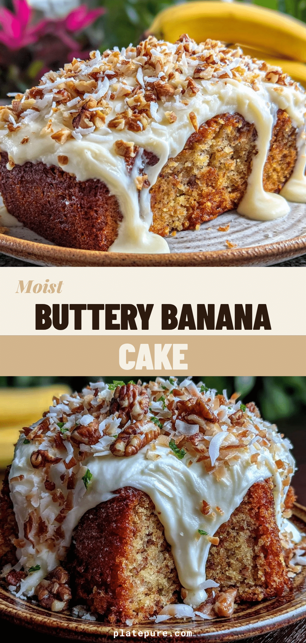 moist banana cake with cream cheese frosting recipe