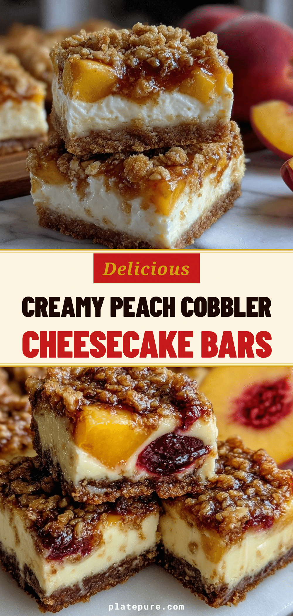Peach Cobbler Cheesecake Bars recipe
